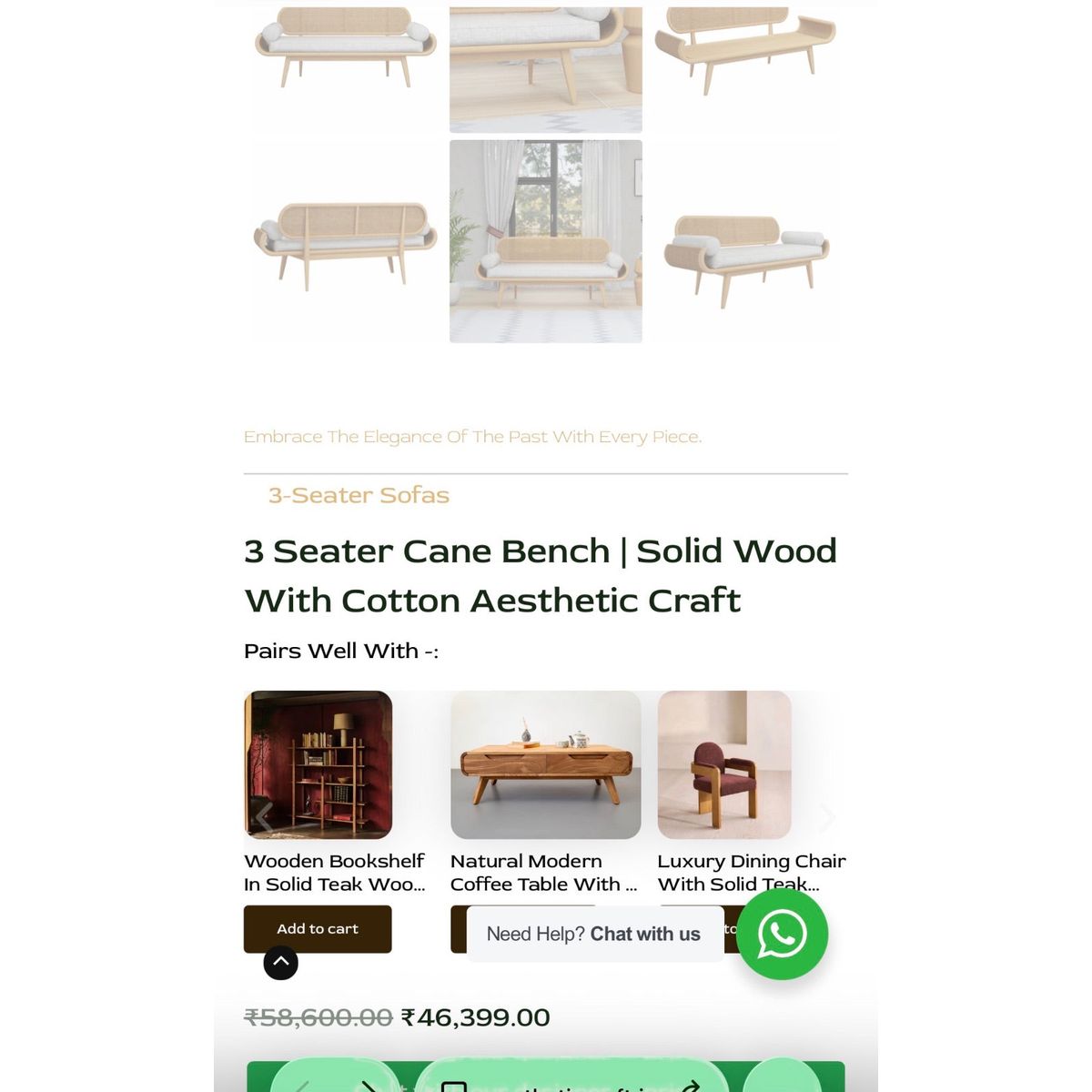 3 Seater Cane Sofa photo 1