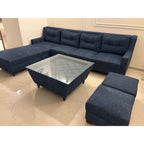 7 seater L shaped sofa with centre table and two ottoman stools photo 1