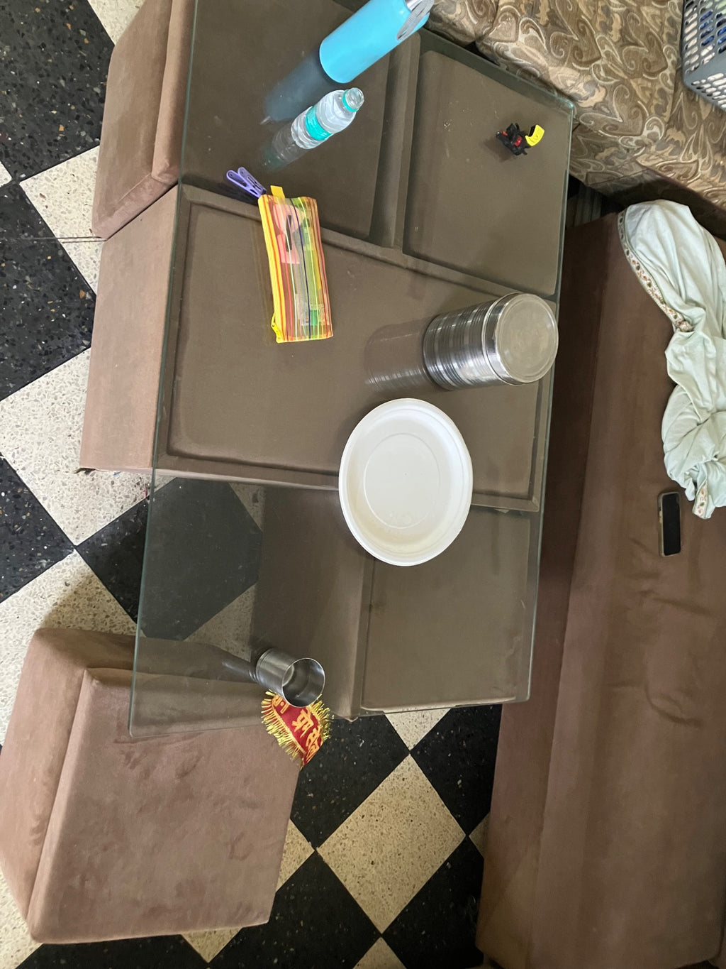 L shape sofa with center table consist of 4 boxes used for storage and sitting photo 1