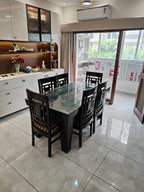 6 seater dining table - front view of six-seat set