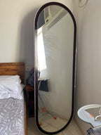 A full size custom mirror with teak wood finish photo 1