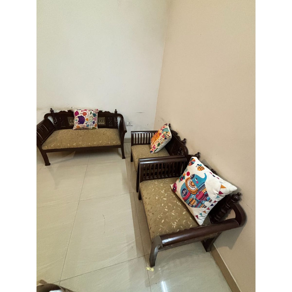 teak wood 2+2 seater and coffee table photo 1