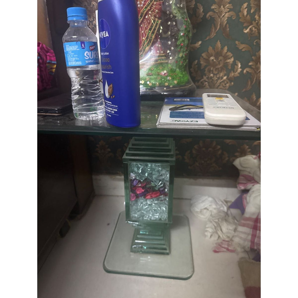 Square glass side table photo 2