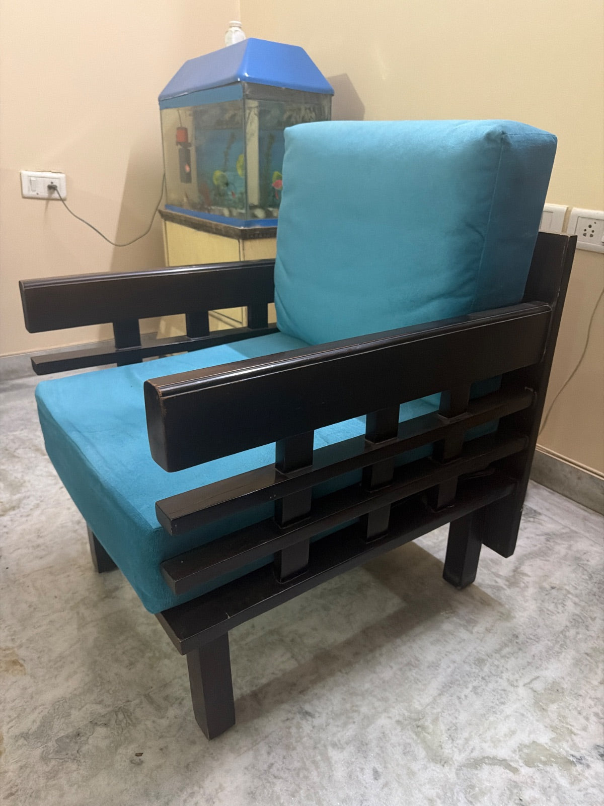 5 seater fabric sofa with premium wood finish photo 2