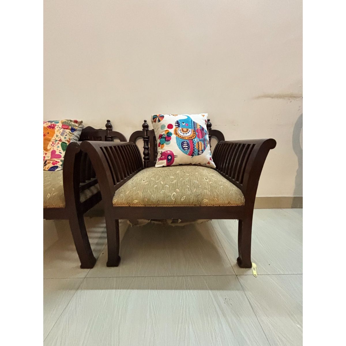 teak wood 2+2 seater and coffee table photo 3