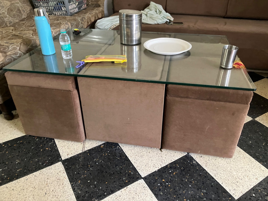 L shape sofa with center table consist of 4 boxes used for storage and sitting photo 3