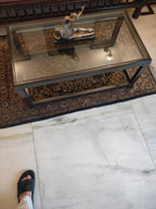 A Set of Teak wood Centre and Side Table with  Glass Top photo 3