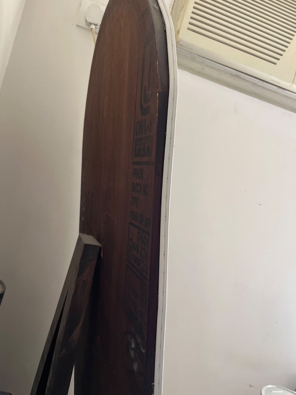 A full size custom mirror with teak wood finish photo 4