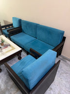 5 seater fabric sofa with premium wood finish photo 5