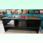 Wooden Coffee Table with Glass Top and Storage photo 2