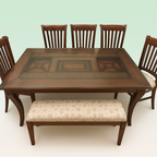 6-Seater Glass Top Dining Table with Cushion Chairs hero image