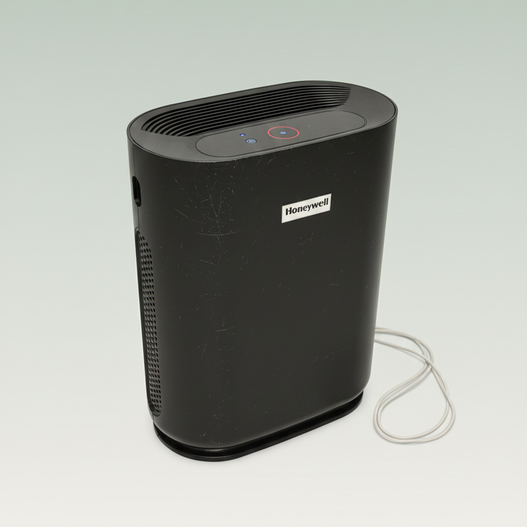 Black air purifier on a white background