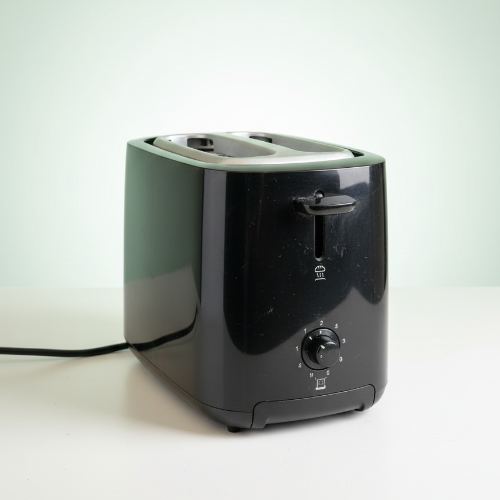 Black toaster on a white background