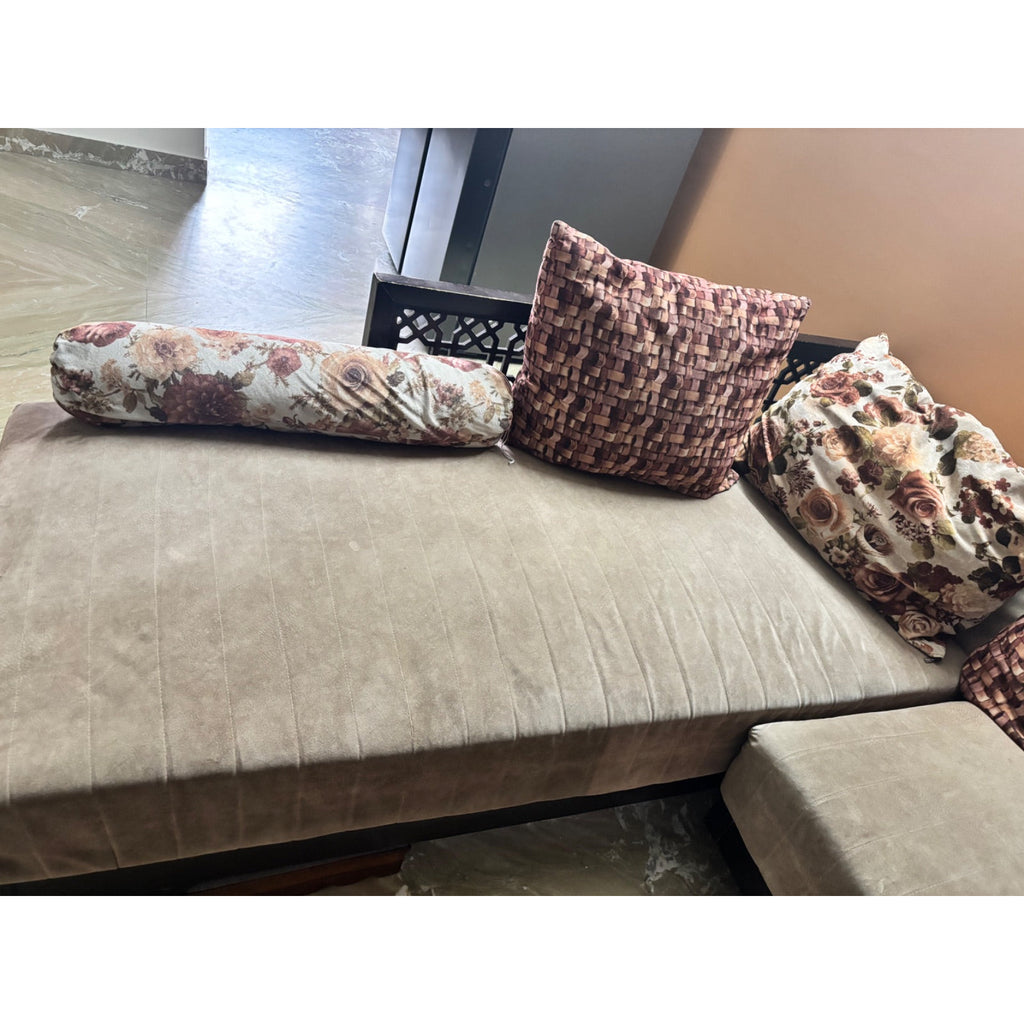 Beige Fabric Sofa Set with Centre Table - seller photo 2