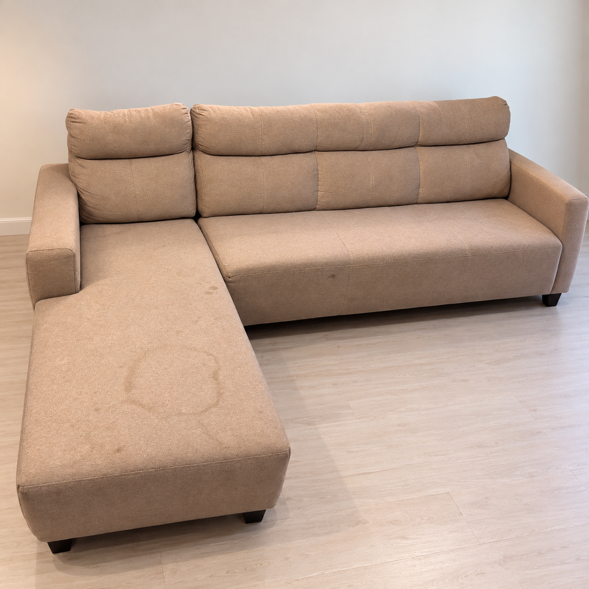Home Centre Beige L-Shaped Fabric Sofa - hero