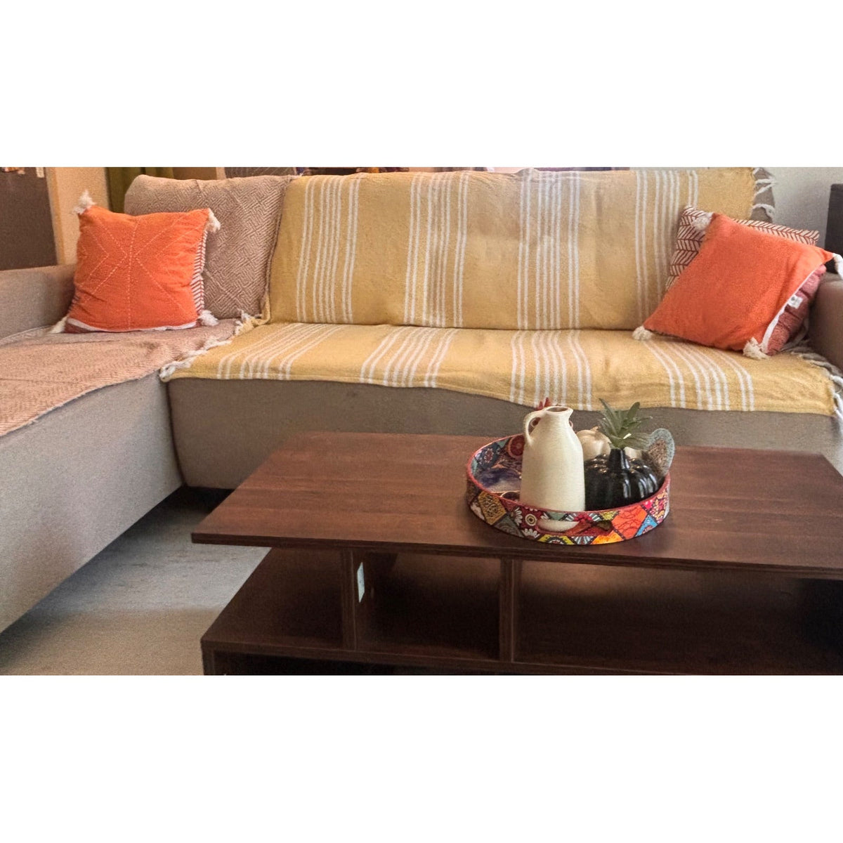 Home Centre Beige L-Shaped Fabric Sofa - square seller photo