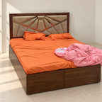 King Storage Bed with Geometric Padded Headboard