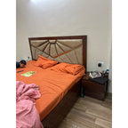 King Storage Bed with Geometric Padded Headboard - used item in Gurugram - photo 5
