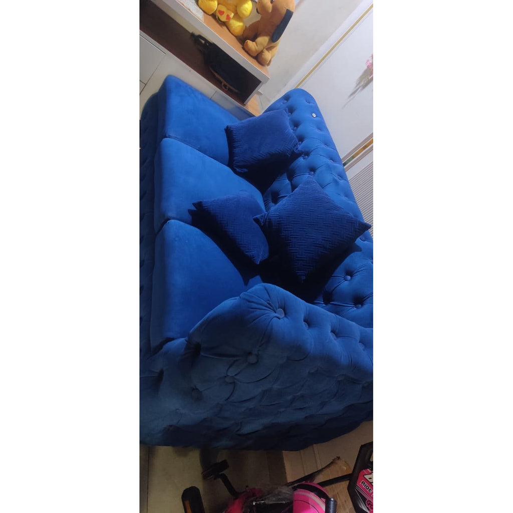 Blue Tufted Velvet Sofa Set, 3+2+2 - used item in Delhi - photo 1