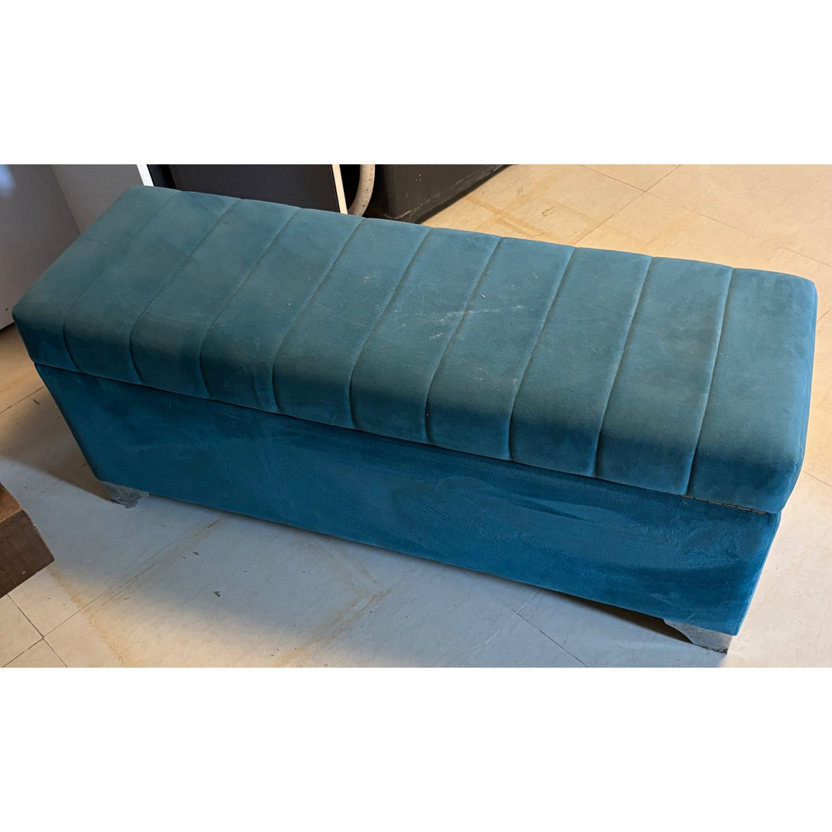 Teal Upholstered Backless Bench - photo 2