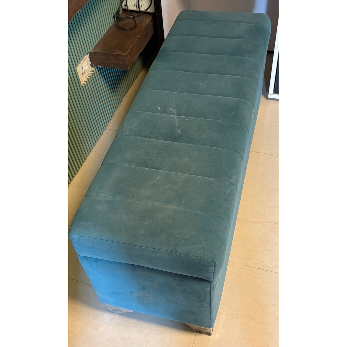 Teal Upholstered Backless Bench - photo 3