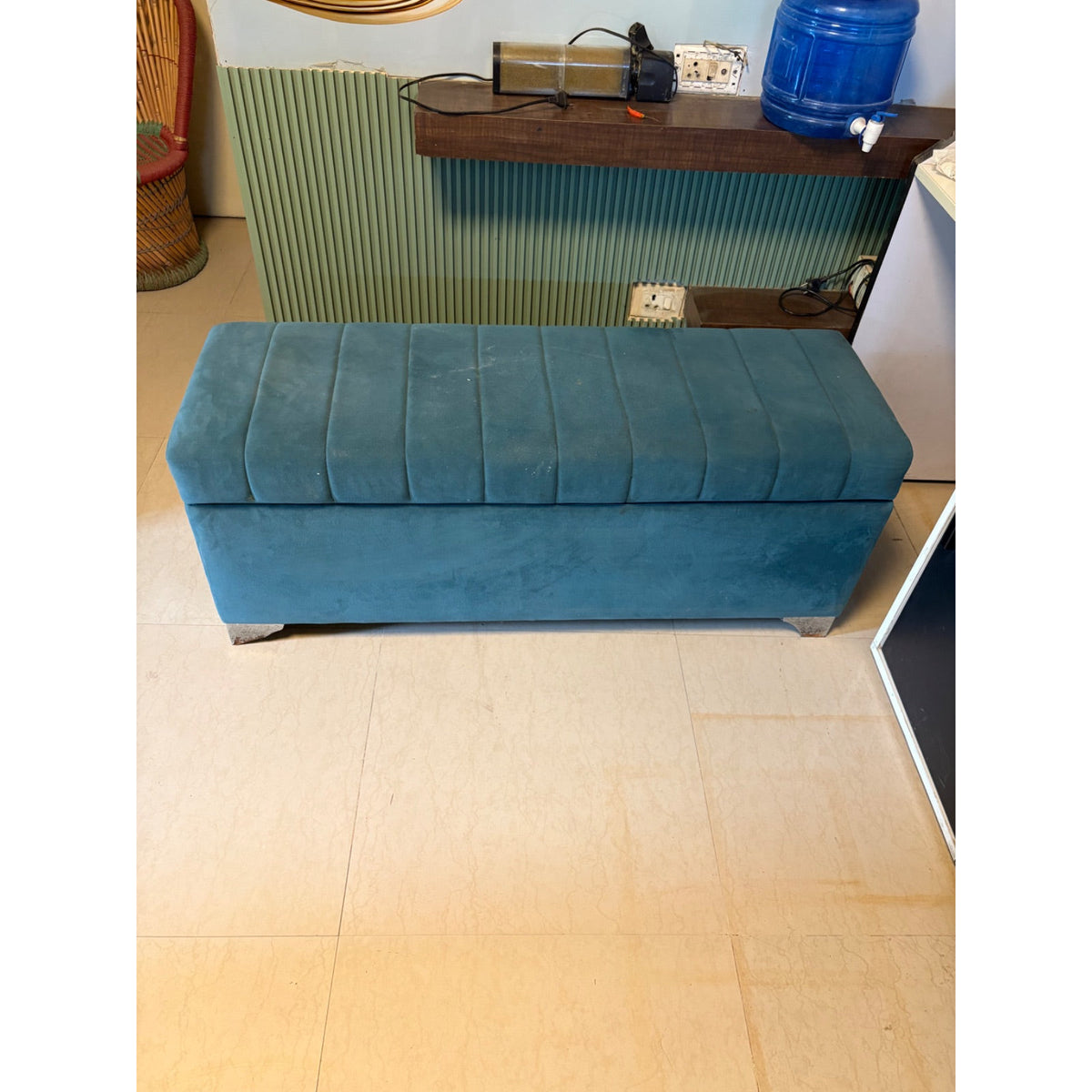 Teal Upholstered Backless Bench - photo 4