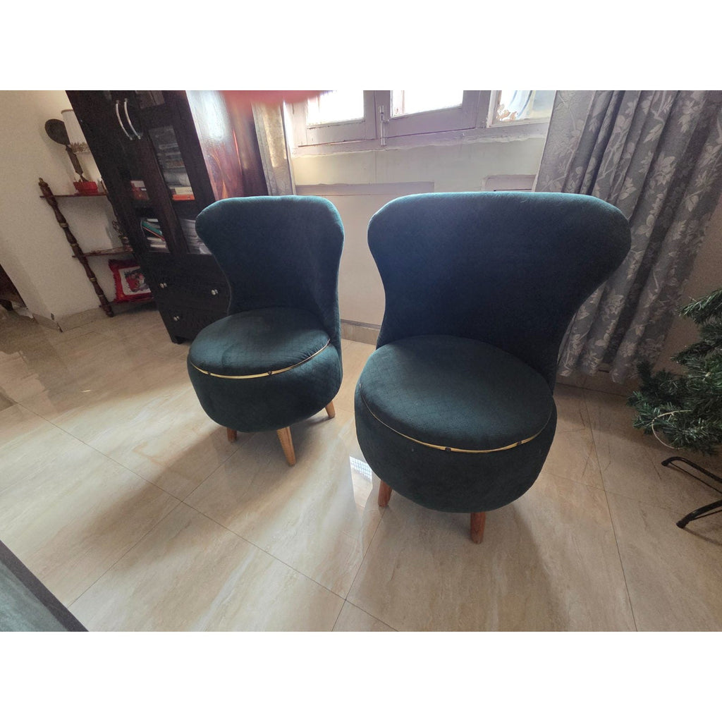 Teal Fabric Accent Chairs with Gold-Tone Trim (Set of 2) - square seller photo