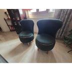 Teal Fabric Accent Chairs with Gold-Tone Trim (Set of 2) - square seller photo