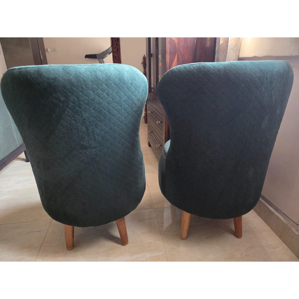 Teal Fabric Accent Chairs with Gold-Tone Trim (Set of 2) - square seller photo