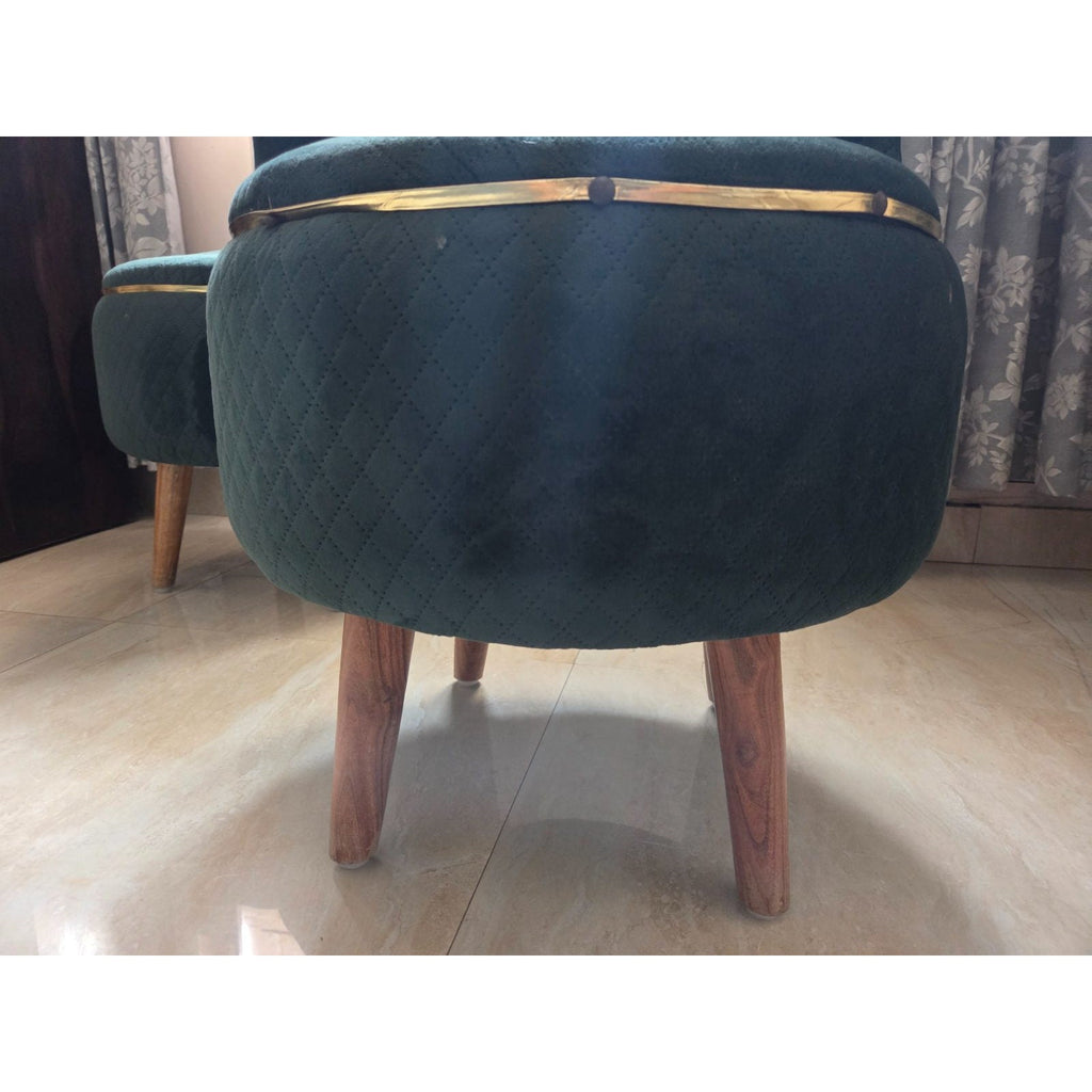 Teal Fabric Accent Chairs with Gold-Tone Trim (Set of 2) - square seller photo