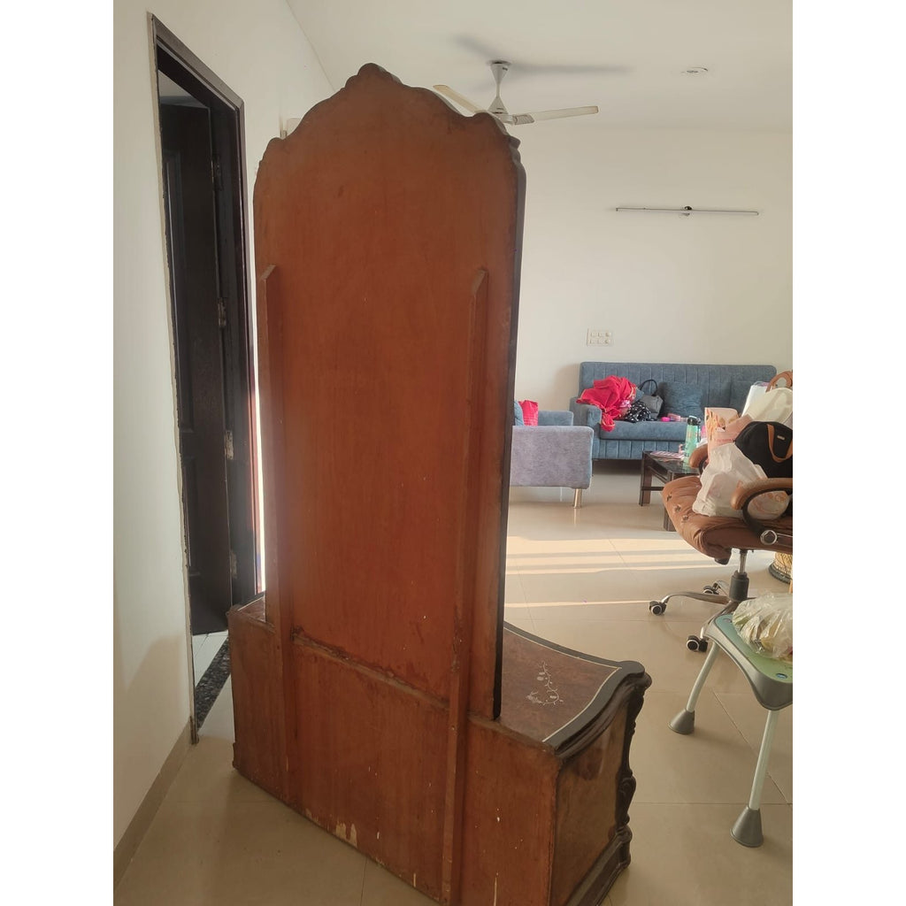 Carved Wooden Dressing Table with Mirror and Stool - seller photo 5