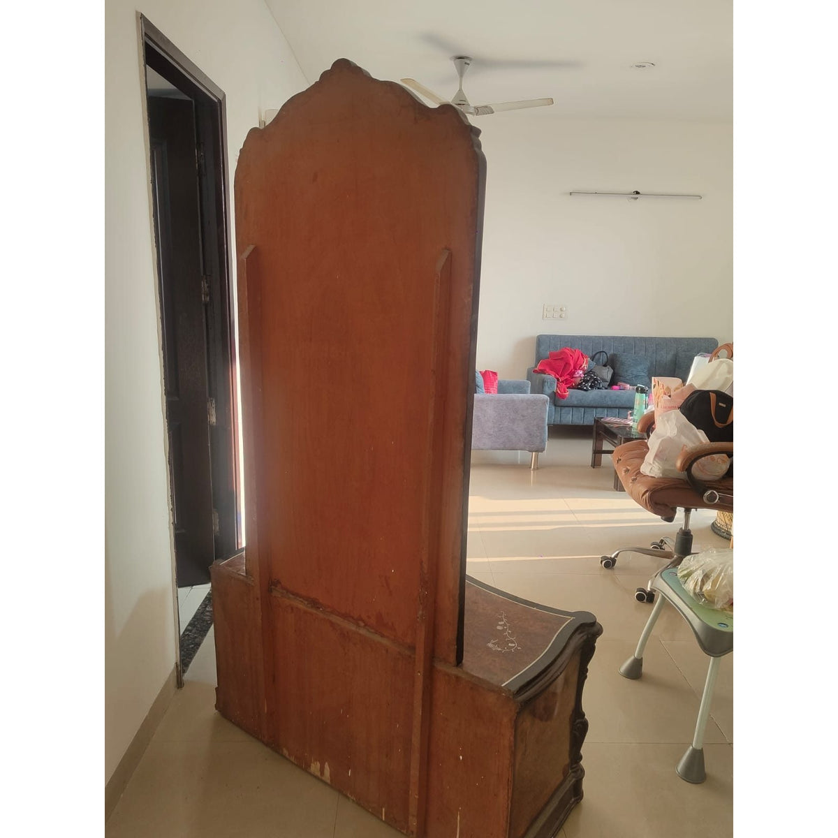 Carved Wooden Dressing Table with Mirror and Stool - seller photo 5