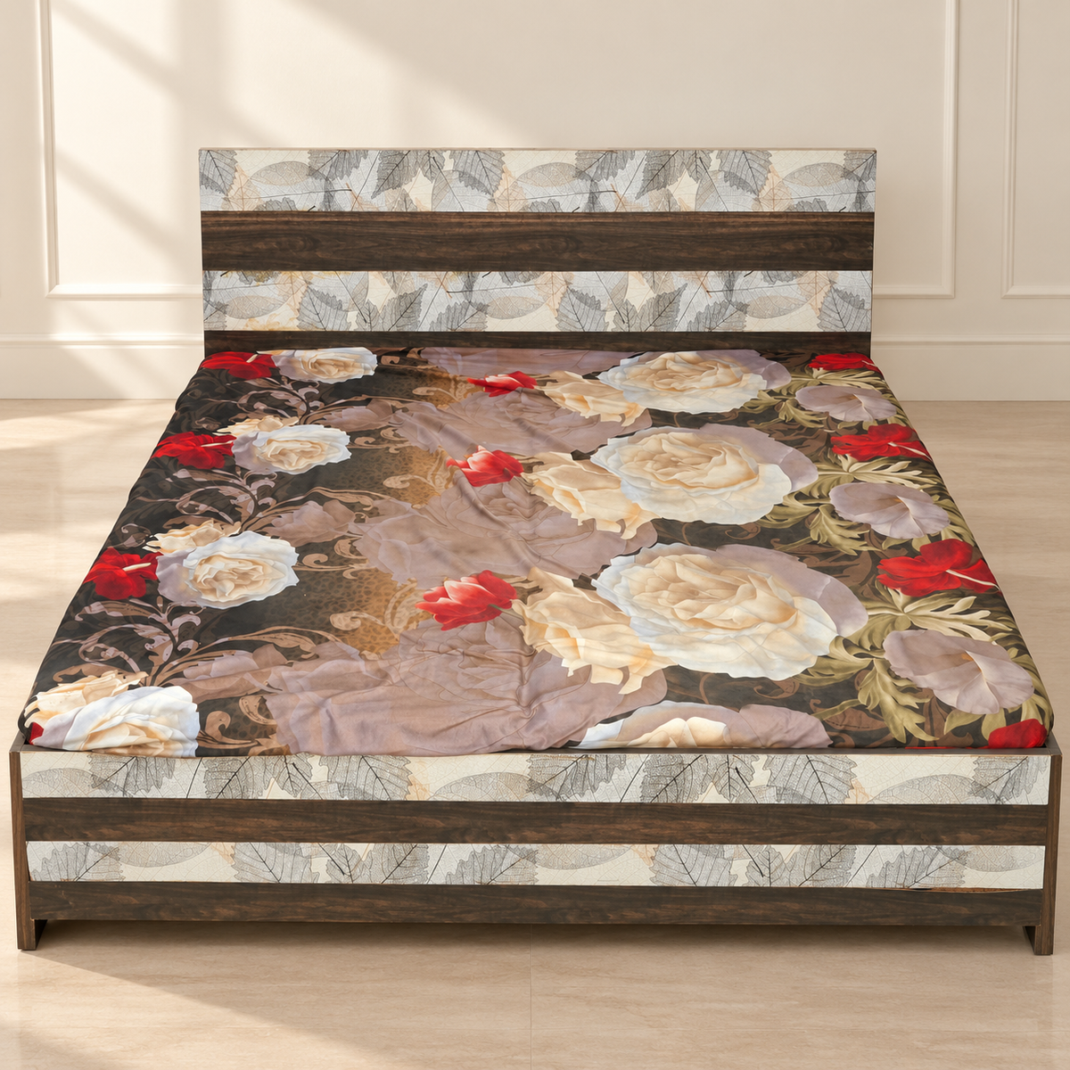 Double Bed with Floral Mattress - pre-owned in Delhi
