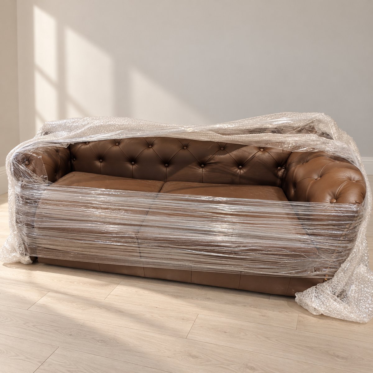 Craftsmill Tan Faux Leather Sofa - hero