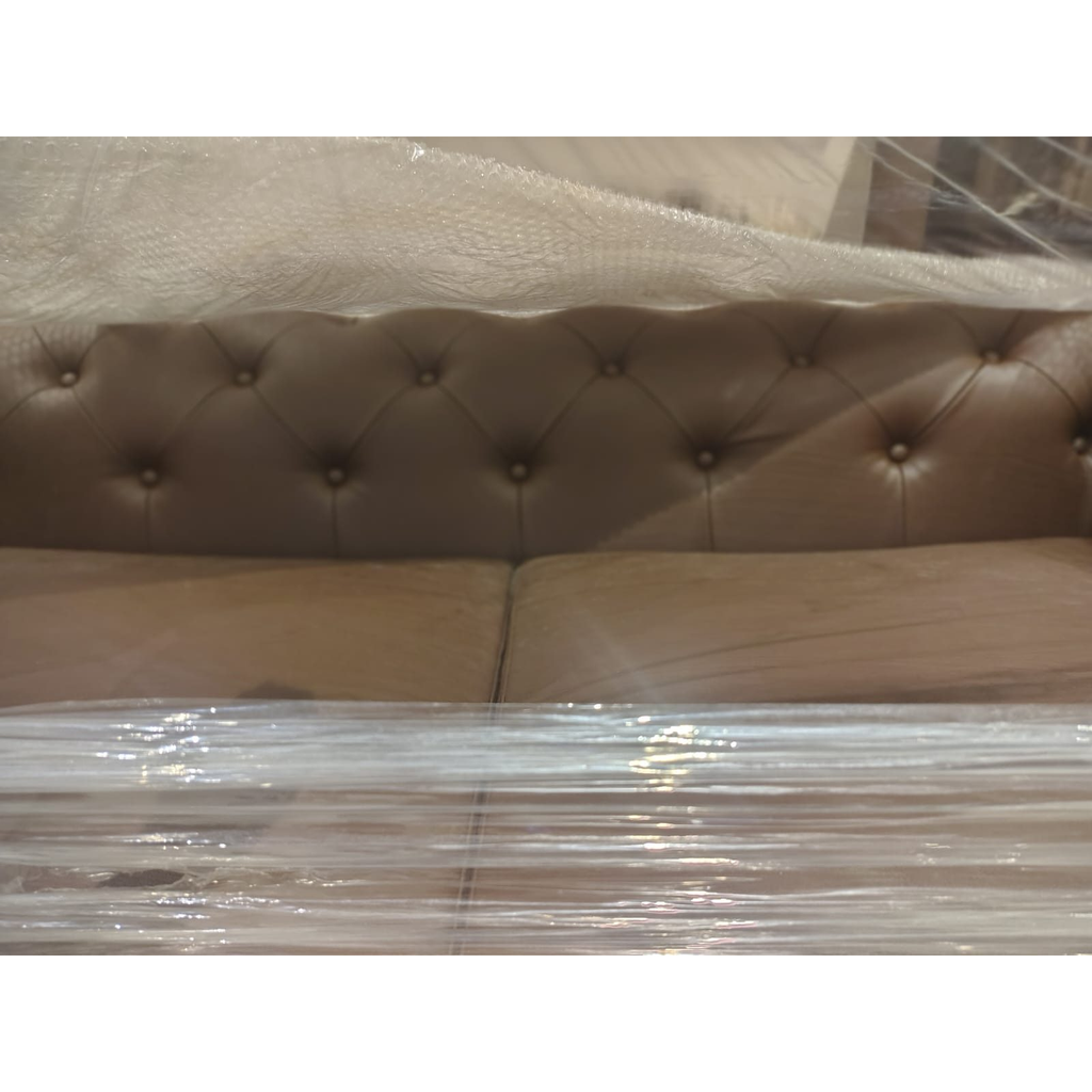 Craftsmill Tan Faux Leather Sofa - square seller photo