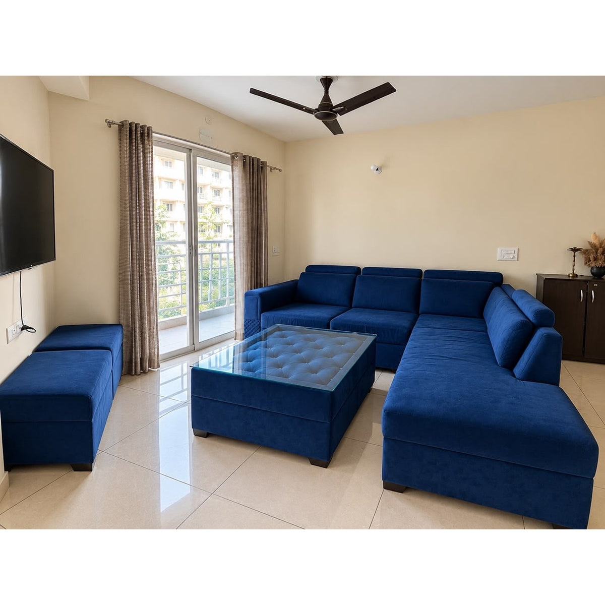Velvet sectional sofa — square seller photo 1