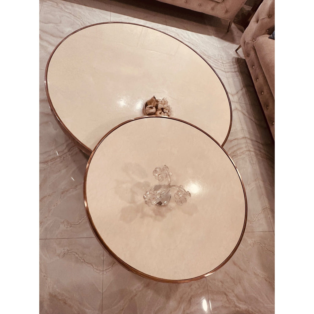 Round Marble-Top Centre Tables with Rose-Gold Finish (Set of 2) - square seller photo