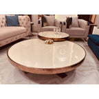 Round Marble-Top Centre Tables with Rose-Gold Finish (Set of 2) - square seller photo
