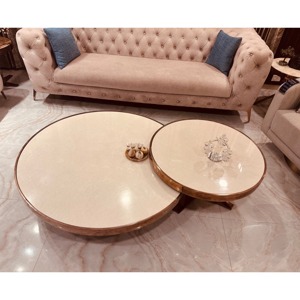 Round Marble-Top Centre Tables with Rose-Gold Finish (Set of 2) - square seller photo
