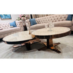 Round Marble-Top Centre Tables with Rose-Gold Finish (Set of 2) - square seller photo