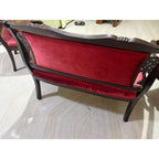 Carved Wooden 2+1+1 Sofa Set with Red Fabric Upholstery - used living-room in Noida - photo 6