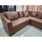 Pepperfry Tan Leatherette L-Shaped Sofa - used item in Noida - photo 1