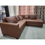 Pepperfry Tan Leatherette L-Shaped Sofa - used item in Noida - photo 3