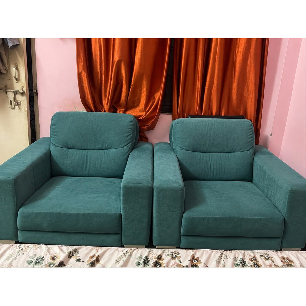 Teal Fabric Armchairs (Set of 2) - square seller photo
