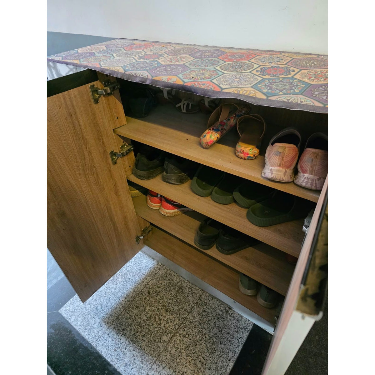 Carpenter-Made White Shoe Cabinet with Cushioned Top - square seller photo