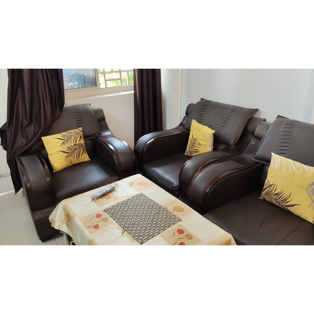 3+1+1 Brown Leatherette Sofa Set - seller photo 2