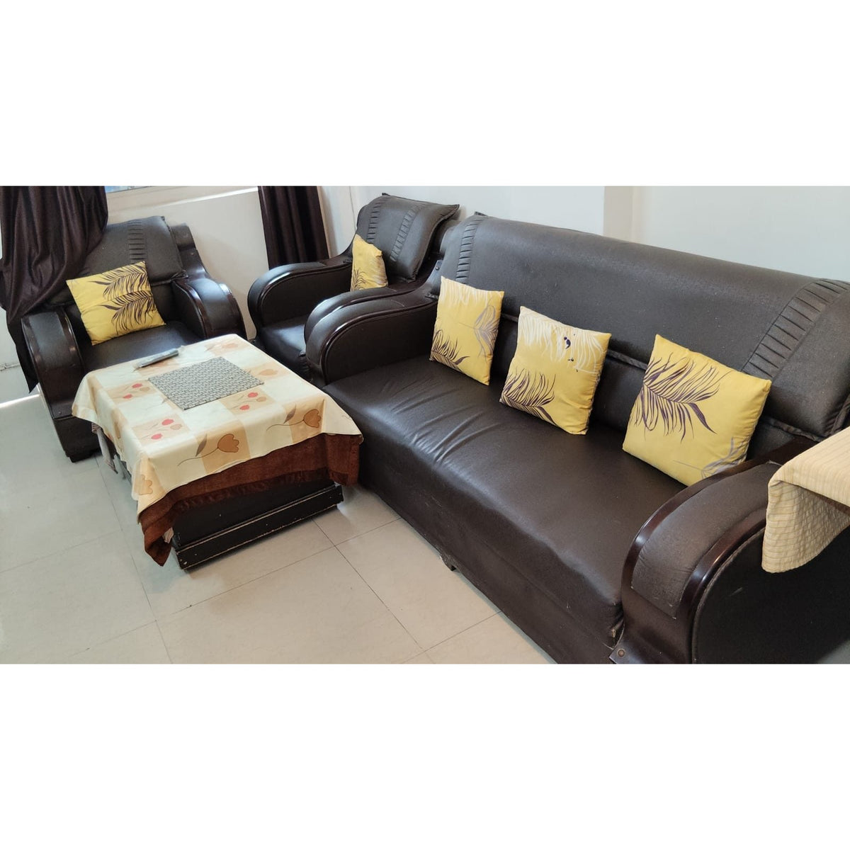 3+1+1 Brown Leatherette Sofa Set - seller photo 3