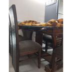 Glass-Top Dining Table with Six Wooden Chairs - used item in Noida - photo 6