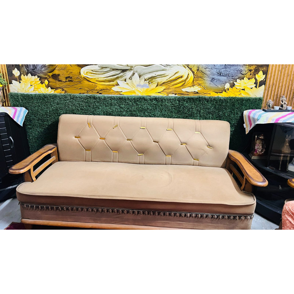 Beige Wooden Sofa Set, 3+1+1 - used item in Gurugram - photo 3