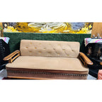 Beige Wooden Sofa Set, 3+1+1 - used item in Gurugram - photo 3